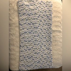 Handmade Crochet Blanket - White, Gray, Lavender Colors. 26 X 26"